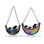 Personalisieren Sie Elefant Mama und Kinder mondförmig Acryl Suncatcher mit Namen Fenster hängen Home Decor Muttertag Geschenk für Mama Oma