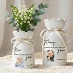 Personalised Watercolour Family Photo Ceramic Vase with Name and Nickname Home Decor Mother's Day Birthday Gift for Mom Grandma