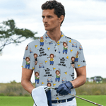 Personalised Golf Theme Face Photo Breathable Polo Shirt with Nickname Golf Club Birthday Gift for Golf Players Fathers
