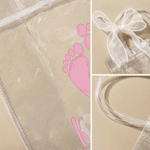 Personalized Cute Baby Feet Pattern Clear Bow Gift Bag with Name and Year Daily Use Baby Shower Gift for Newborns New Parents
