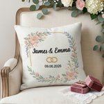 Personalisierte Nachahmung Stickerei Hochzeit Ringe weiches Kissen Abdeckung mit Namen und Datum Hochzeit Jahrestag Geschenk für Paare Newlyweds