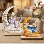 Ornement en bois avec nom Personnalisé Personnage Cartoon Moon Star Cloud Décoration de bureau Anniversaire Fête des Mères Cadeau pour Maman Enfant