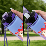 Bouteille d'eau personnalisée au nom de l'enfant avec paille en silicone Utilisation quotidienne Retour à l'école Cadeau d'anniversaire pour garçon fille