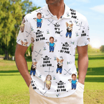 Personalised Golf Theme Face Photo Breathable Polo Shirt with Nickname Golf Club Birthday Gift for Golf Players Fathers