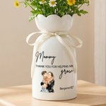 Personalised Watercolour Family Photo Ceramic Vase with Name and Nickname Home Decor Mother's Day Birthday Gift for Mom Grandma