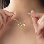 Personalised Mom Heart Birthstone Necklace Dainty Jewellery Anniversary Mother's Day Gift for Mom Grandma