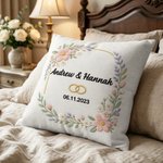 Personalisierte Nachahmung Stickerei Hochzeit Ringe weiches Kissen Abdeckung mit Namen und Datum Hochzeit Jahrestag Geschenk für Paare Newlyweds