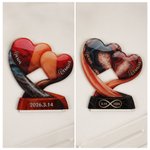 Henkilökohtainen Intertwined Heart Tree Akryyli Ornamentti nimet ja päivämäärä Työpöydän sisustus Vuosipäivä Syntymäpäivälahja pariskunnalle