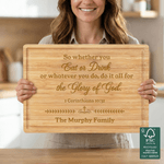 Personalised Bible Verses Cross FSC Charcuterie Bamboo Cutting Board with Name Housewarming Wedding Gift for Family Friends Christian