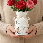 Personalised Watercolour Family Photo Ceramic Vase with Name and Nickname Home Decor Mother's Day Birthday Gift for Mom Grandma