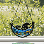 Personalisieren Sie Elefant Mama und Kinder mondförmig Acryl Suncatcher mit Namen Fenster hängen Home Decor Muttertag Geschenk für Mama Oma