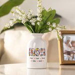 Personalized Retro Floral Title Ceramic Flower Vase with 1-12 Names Home Decor Birthday Mother's Day Gift for Mom Grandma Woman