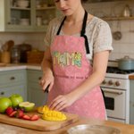 Grembiule da cucina per adulti con testo e tasche, personalizzato con cuore multicolore, regalo quotidiano per la mamma e la nonna.