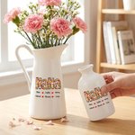 Personalized Retro Floral Title Ceramic Flower Vase with 1-12 Names Home Decor Birthday Mother's Day Gift for Mom Grandma Woman