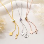 Personligt födelsesten-halsband med hjärthänge Delikat smycke med initialer Dagligt bruk Födelsedagspresent till mamma Flickvän