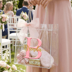 Personalized Bridesmaid Initial Clear Gift Bag with Name and Bow Ribbon Wedding Party Favors Gift for Bridesmaid