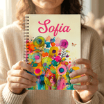 Personalised Watercolour Flower A5 Notebook with Name Daily Use Diary Birthday Gift for Women Friends