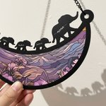 Personalisieren Sie Elefant Mama und Kinder mondförmig Acryl Suncatcher mit Namen Fenster hängen Home Decor Muttertag Geschenk für Mama Oma