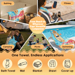 Personalized Cartoon Surfer Character Quick Dry Oversized Beach Towel with Name Summer Vacation Daily Use Birthday Gift for Friends