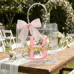 Personalized Bridesmaid Initial Clear Gift Bag with Name and Bow Ribbon Wedding Party Favors Gift for Bridesmaid