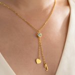 Personligt födelsesten-halsband med hjärthänge Delikat smycke med initialer Dagligt bruk Födelsedagspresent till mamma Flickvän