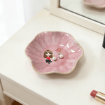 Personalizzato Cartoon Character Birth Flower Ceramic Scalloped Edge Trinket Jewelry Dishish con nome Festa della Mamma Regalo di compleanno per le donne
