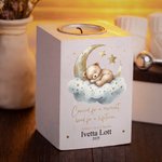 Personalised Watercolour Sleeping Bear Wooden Candle Jar with Name and Date Home Decor Memorial Gift for Loss of Baby Family