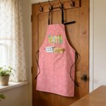 Grembiule da cucina per adulti con testo e tasche, personalizzato con cuore multicolore, regalo quotidiano per la mamma e la nonna.