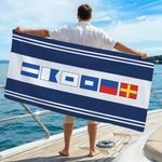 Personalized Nautical Flag Quick Dry Oversized Beach Towel with Name Travel Essentials Summer Vacation Party Gift for Sailing Enthusiasts Friends
