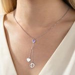 Personligt födelsesten-halsband med hjärthänge Delikat smycke med initialer Dagligt bruk Födelsedagspresent till mamma Flickvän