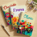 Personalised Watercolour Flower A5 Notebook with Name Daily Use Diary Birthday Gift for Women Friends