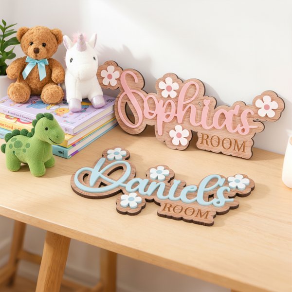 Personalised Daisy Flower Wooden Door Sign with Name Nursery Decor Baby Shower Housewarming Birthday Gift for New Parents Kids