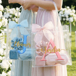 Personalized Bridesmaid Initial Clear Gift Bag with Name and Bow Ribbon Wedding Party Favors Gift for Bridesmaid