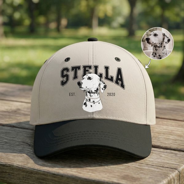 Personalised Pet Photo 100% Cotton Baseball Cap with Name and Year Pet Keepsake Birthday Gift for Pet Owners Lovers