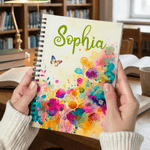 Personalised Watercolour Flower A5 Notebook with Name Daily Use Diary Birthday Gift for Women Friends