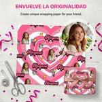 Personalised Cartoon Full Body Photo Heart Balloon Birthday Hat Wrapping Paper with Name Funny Birthday Favor for Family Friends