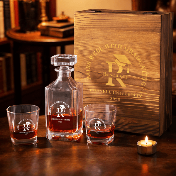 Personalised Graduation Cap Whiskey Decanter with Name and Year Graduation Gift for Graduate Family Whiskey Lover