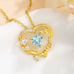 Personalised Mom Heart Birthstone Necklace Dainty Jewellery Anniversary Mother's Day Gift for Mom Grandma