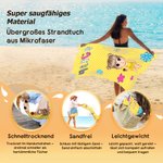Personalisiertes farbenfrohes Strandtuch | mit Cartoon-Charakter und Namen | Übergröße | schnelltrockenend | Strand Party Geschenk für Frauen Familie