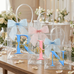 Personalized Bridesmaid Initial Clear Gift Bag with Name and Bow Ribbon Wedding Party Favors Gift for Bridesmaid