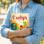 Personalised Watercolour Flower A5 Notebook with Name Daily Use Diary Birthday Gift for Women Friends