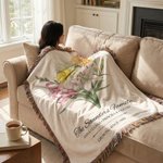 Gepersonaliseerde 1-6 Geboorte Bloemen Kwastje Zachte Deken met Namen Tekst en Titel Moederdag Verjaardagscadeau voor Oma Moeder