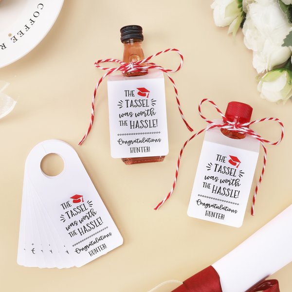 Personalized the Tassel Was Worth the Hassle Grad Cap Bottle Tag with Text Graduation Party Gift for 2026 Graduates
