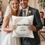 Personalisierte Nachahmung Stickerei Hochzeit Ringe weiches Kissen Abdeckung mit Namen und Datum Hochzeit Jahrestag Geschenk für Paare Newlyweds