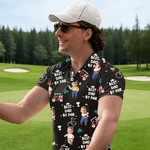 Personalised Golf Theme Face Photo Breathable Polo Shirt with Nickname Golf Club Birthday Gift for Golf Players Fathers