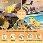 Personalisiertes farbenfrohes Strandtuch | mit Cartoon-Charakter und Namen | Übergröße | schnelltrockenend | Strand Party Geschenk für Frauen Familie