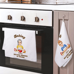 Personalized Baking Because Murder Is Wrong Kitchen Character Waffle Tea Towel with Name Daily Use Birthday Gift for Her