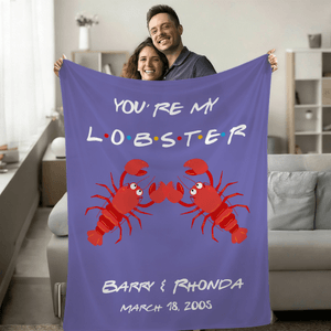 Personalised You are My Lobster Soft Throw Blanket with Name and Date Home Decor Daily Use Birthday Gift for Couple