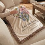 Gepersonaliseerde 1-6 Geboorte Bloemen Kwastje Zachte Deken met Namen Tekst en Titel Moederdag Verjaardagscadeau voor Oma Moeder