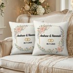 Personalisierte Nachahmung Stickerei Hochzeit Ringe weiches Kissen Abdeckung mit Namen und Datum Hochzeit Jahrestag Geschenk für Paare Newlyweds
